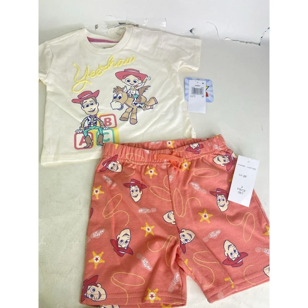 Disney Toy Story Woody Jessie 2 Piece T-Shirt Top Shorts Outfit Set Boys Size 2T